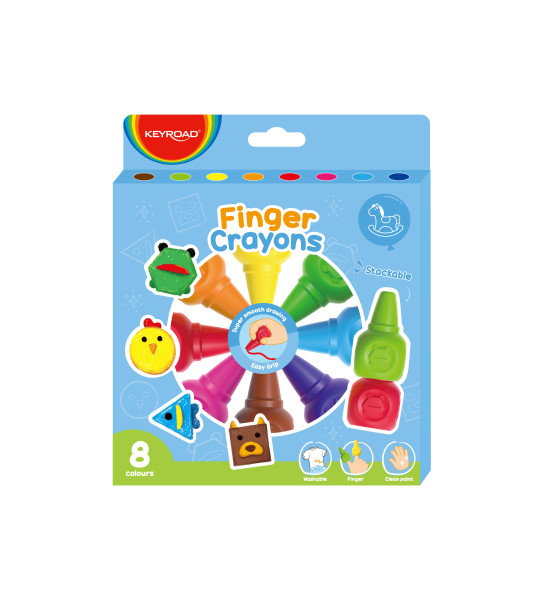 Crayones de Cera, para Dedos, Nivel Inicial, Caja x 8 Colores